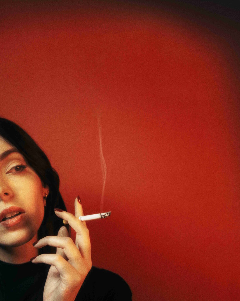 Brunette Woman Smoking 
