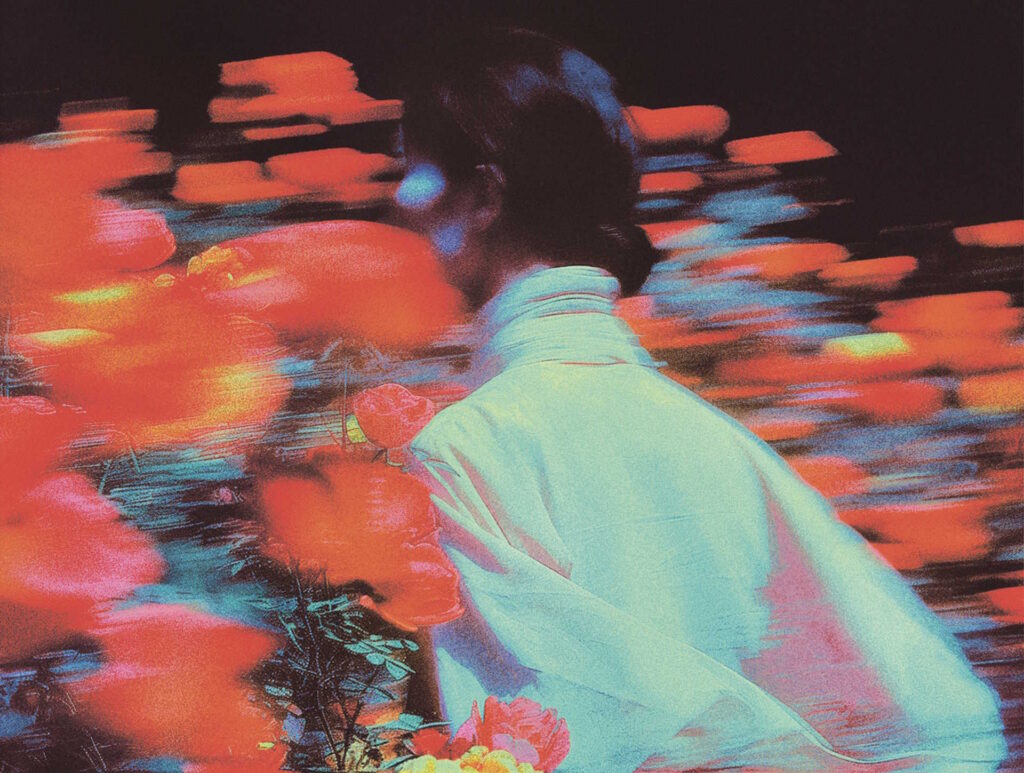 Person Wearing A White Shirt Amidst Pink Flowers